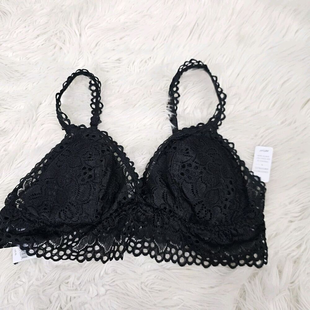 Aerie Women's Size XL Black Lace Bralette With Removable Pads Nwt Wireless